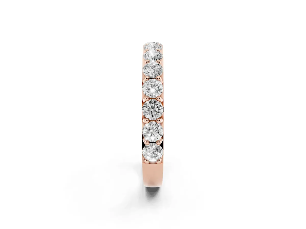 Round Diamond Half Eternity Band with Classic Prong Setting Rose gold