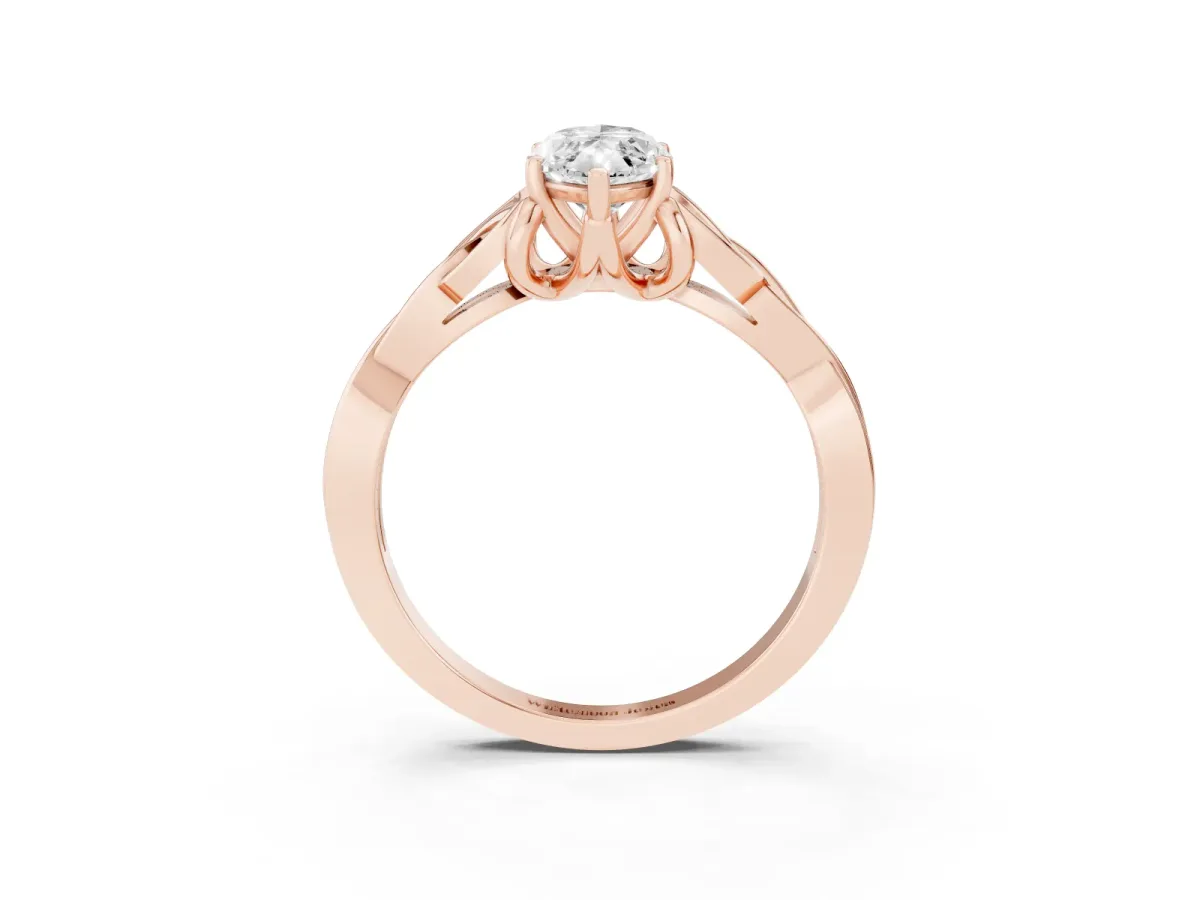 Marquise Cut Diamond Solitaire Engagement Ring with Celtic Knot Band and Four-Prong Setting Rose gold