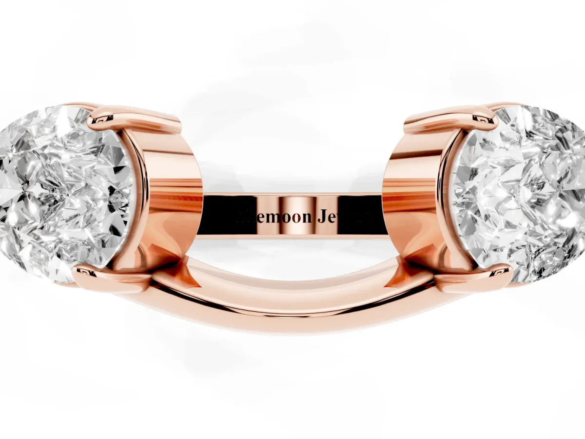 Two-Stone Pear Diamond Bypass Ring with Prong Setting Rose gold