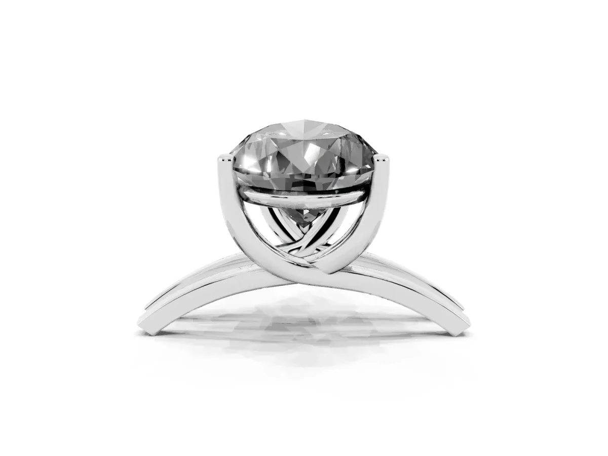 Fancy Black Pear Cut Cut Diamond Solitaire Engagement Ring with Tapered Plain Band and Four-Prong Setting Silver