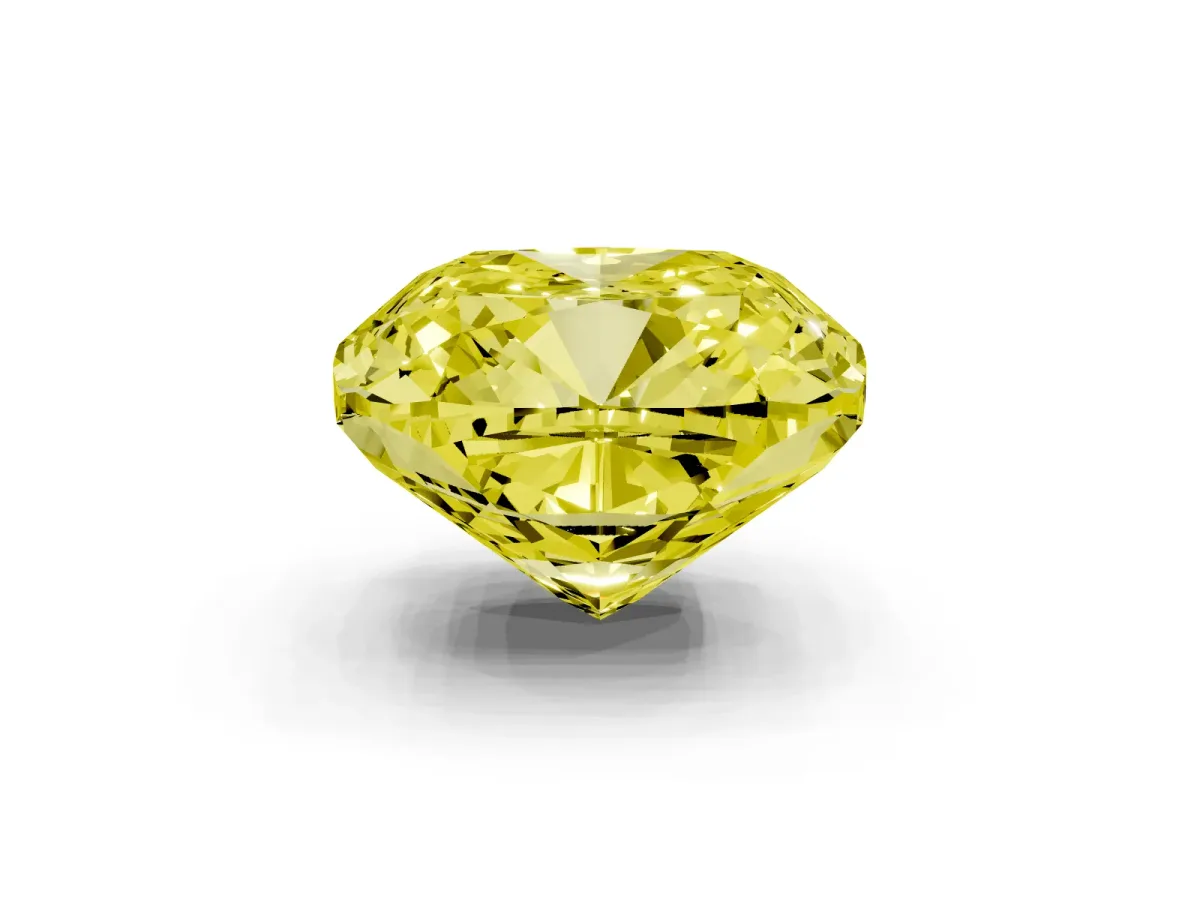 Fancy Yellow Cushion Cut Solitaire Engagement Ring with Cathedral Band and Four-Prong Setting White gold