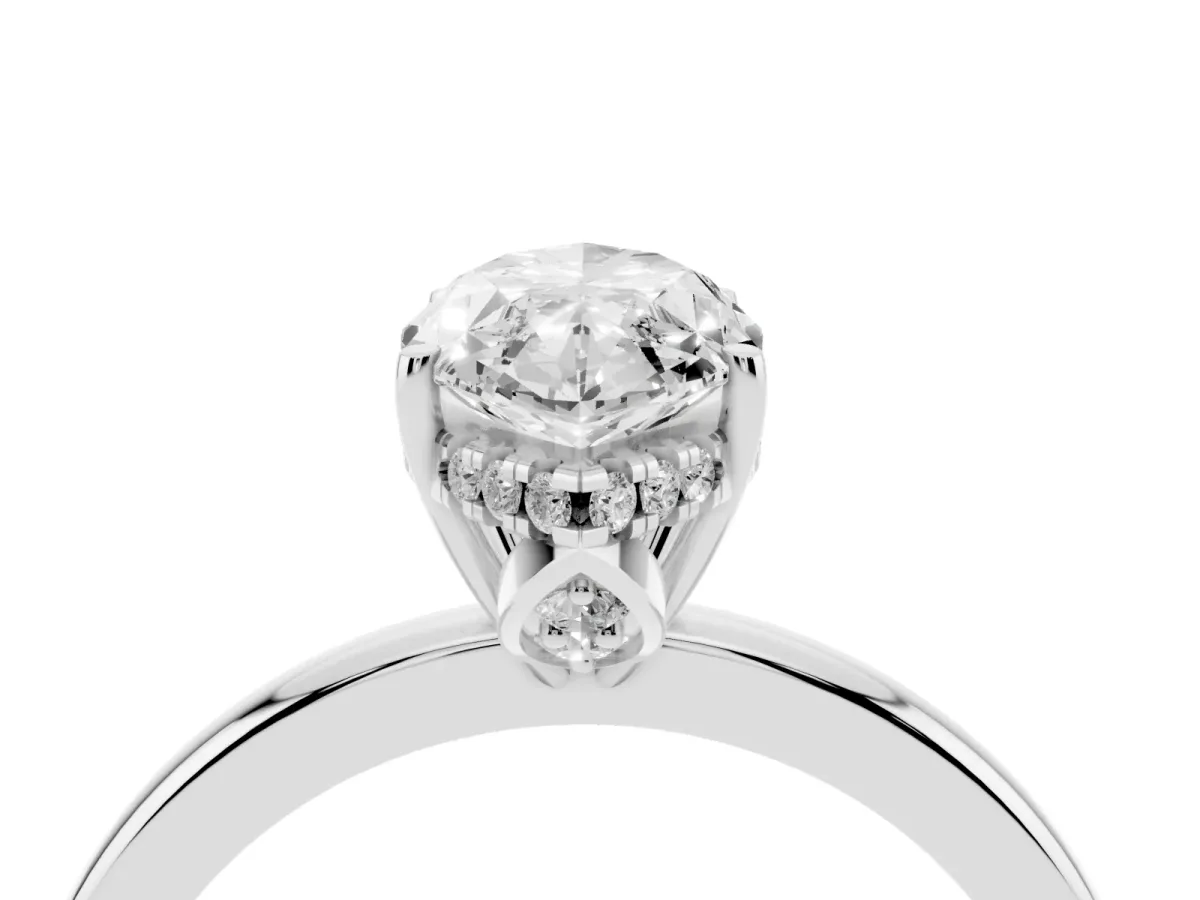 Marquise Cut Solitaire Diamond Ring with Prong Setting and Plain Band Platinum