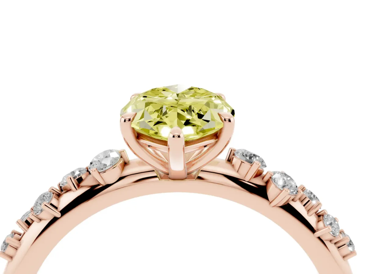 Fancy Yellow Marquise Cut Diamond Cluster Prong-Set Solitaire Ring Rose gold