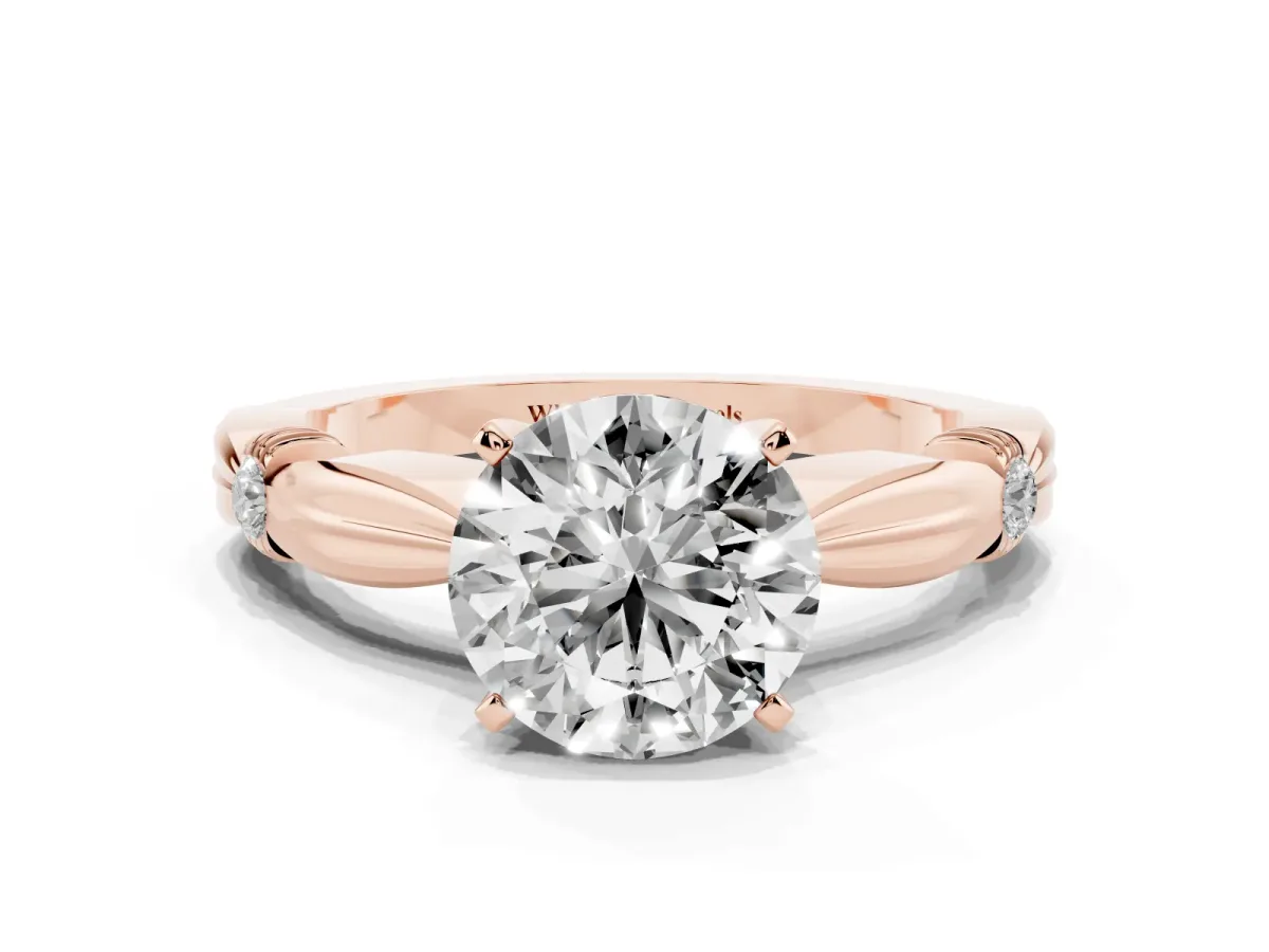 Round Cut Solitaire Diamond Twisted Band with Four-Prong Setting Rose gold