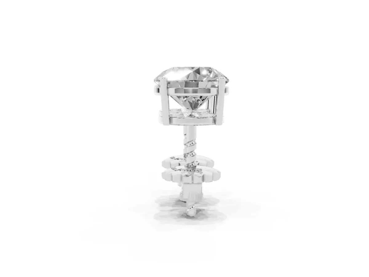 Round Cut Diamond Stud Earrings White gold