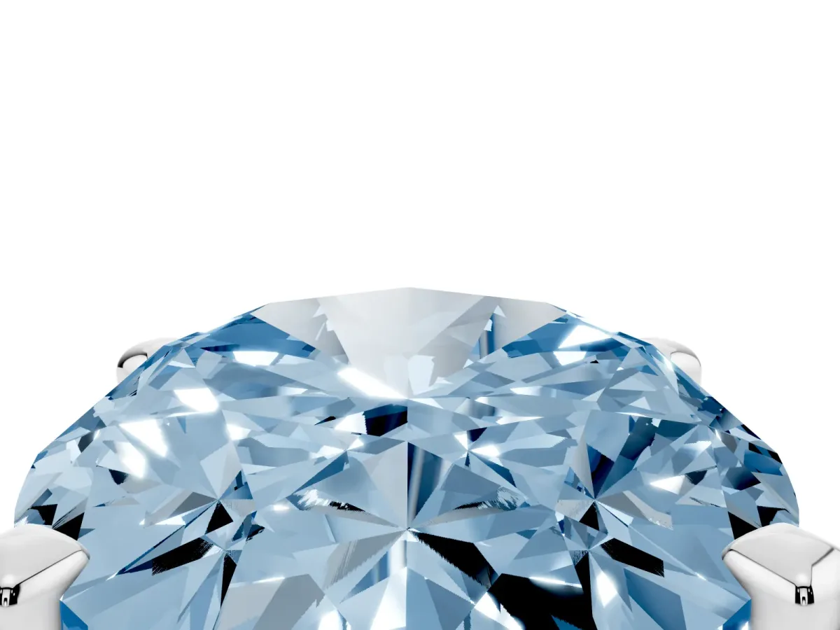 Fancy Blue Oval Cut Diamond Solitaire Ring with Prong Setting and Classic Band White gold