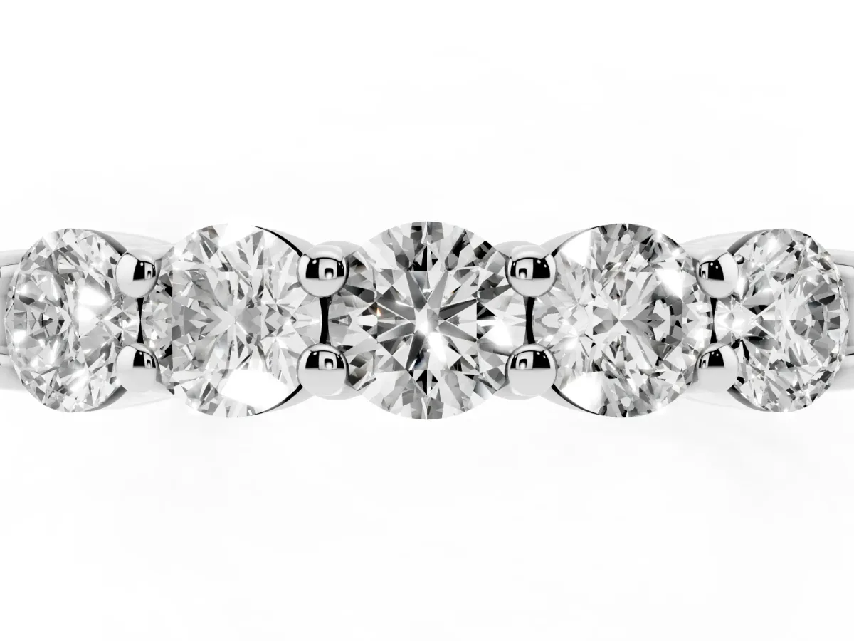 Round Cut Diamond Prong Set Half-Eternity Band Silver