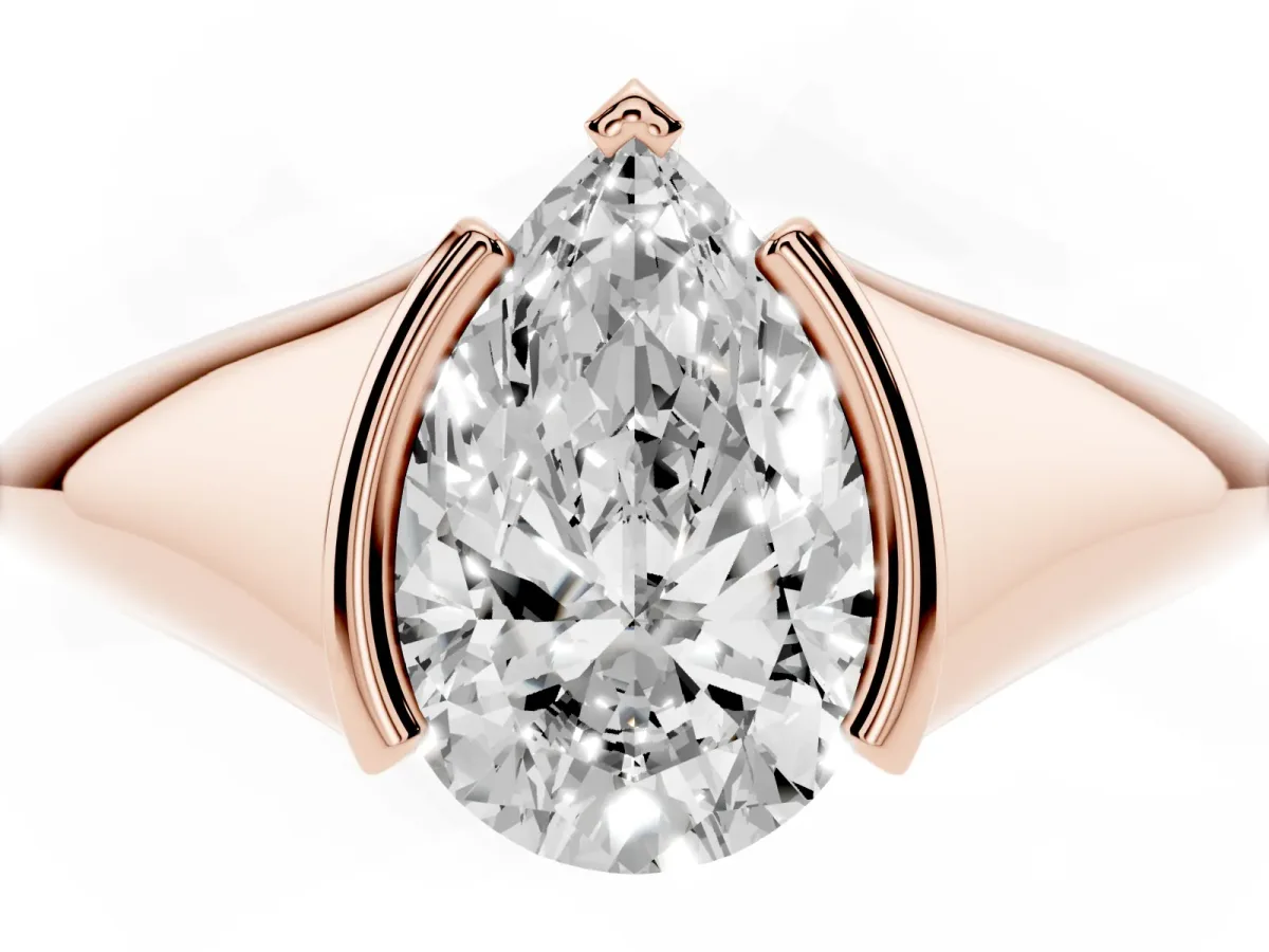 Pear Cut Solitaire Tension Set Diamond Ring Rose gold