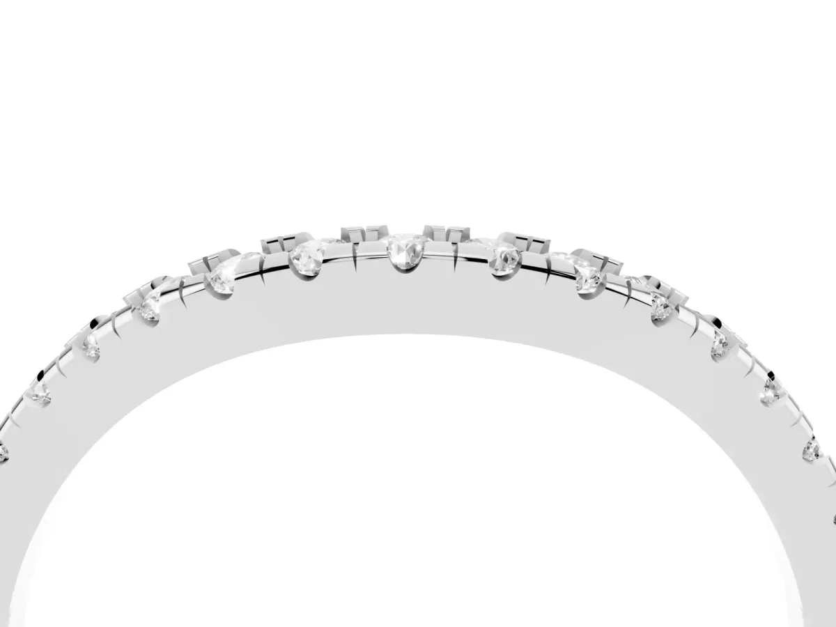 Diamond Pavé Curved Wedding Band Silver