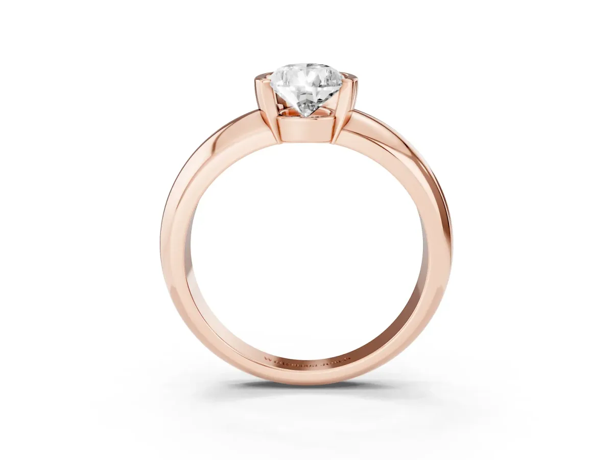 Pear Cut Solitaire Tension Set Diamond Ring with Wide Band Rose gold