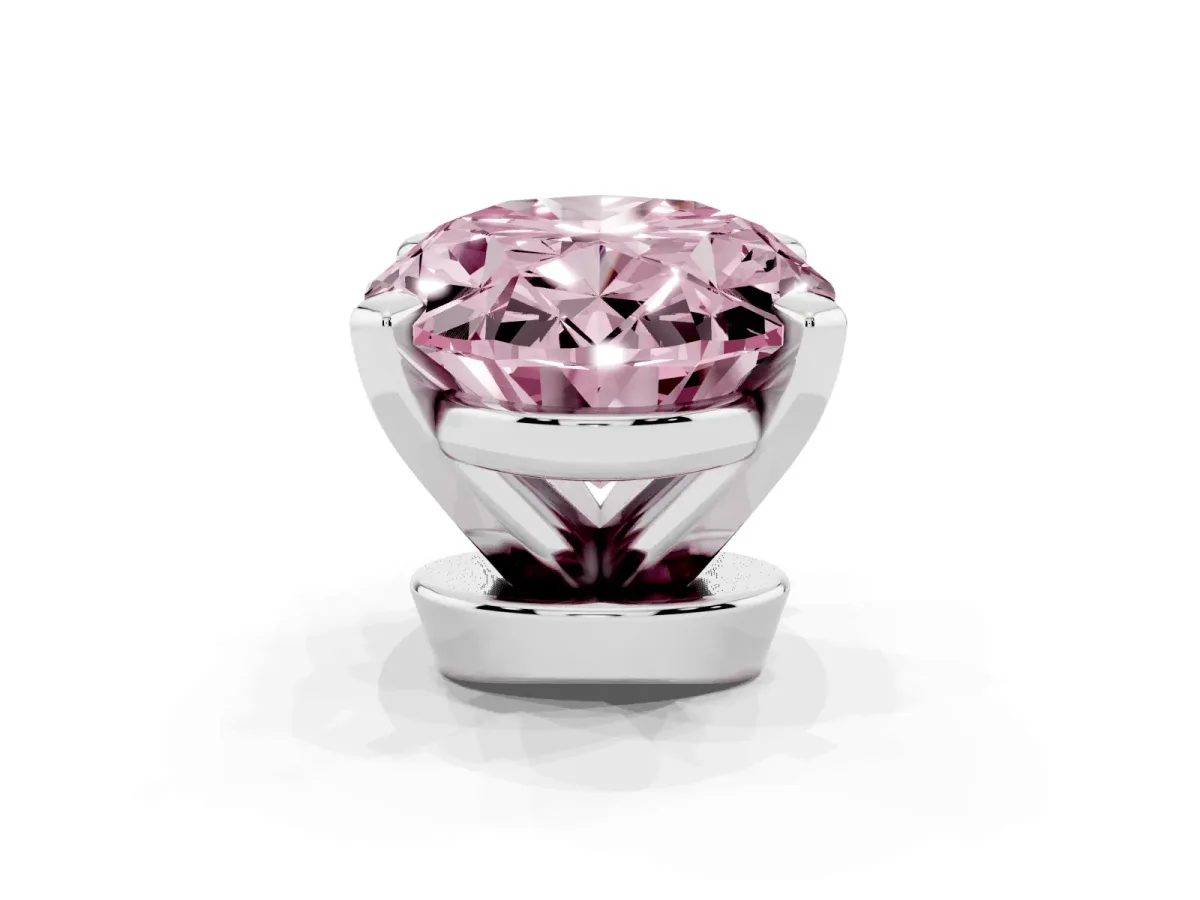 Fancy Pink Oval Cut Diamond Solitaire Ring with Prong Setting and Classic Band Platinum