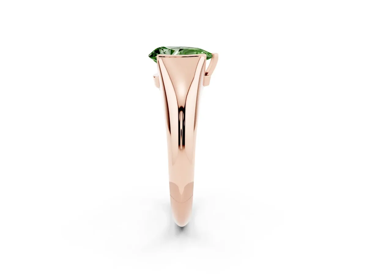 Fancy Green Pear Cut Solitaire Tension Set Diamond Ring Rose gold