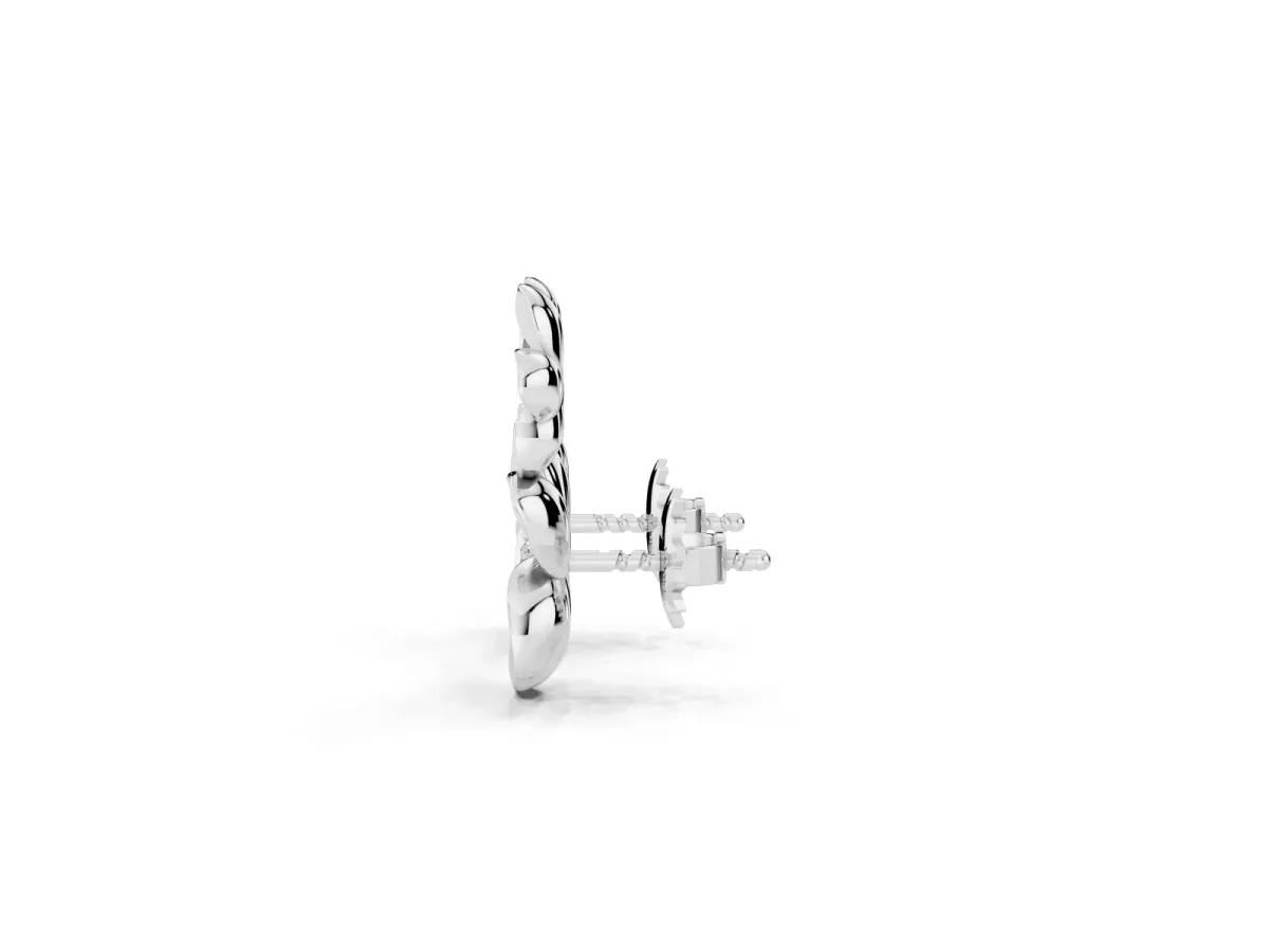 Round Diamond Plumeria Climber Earrings White gold