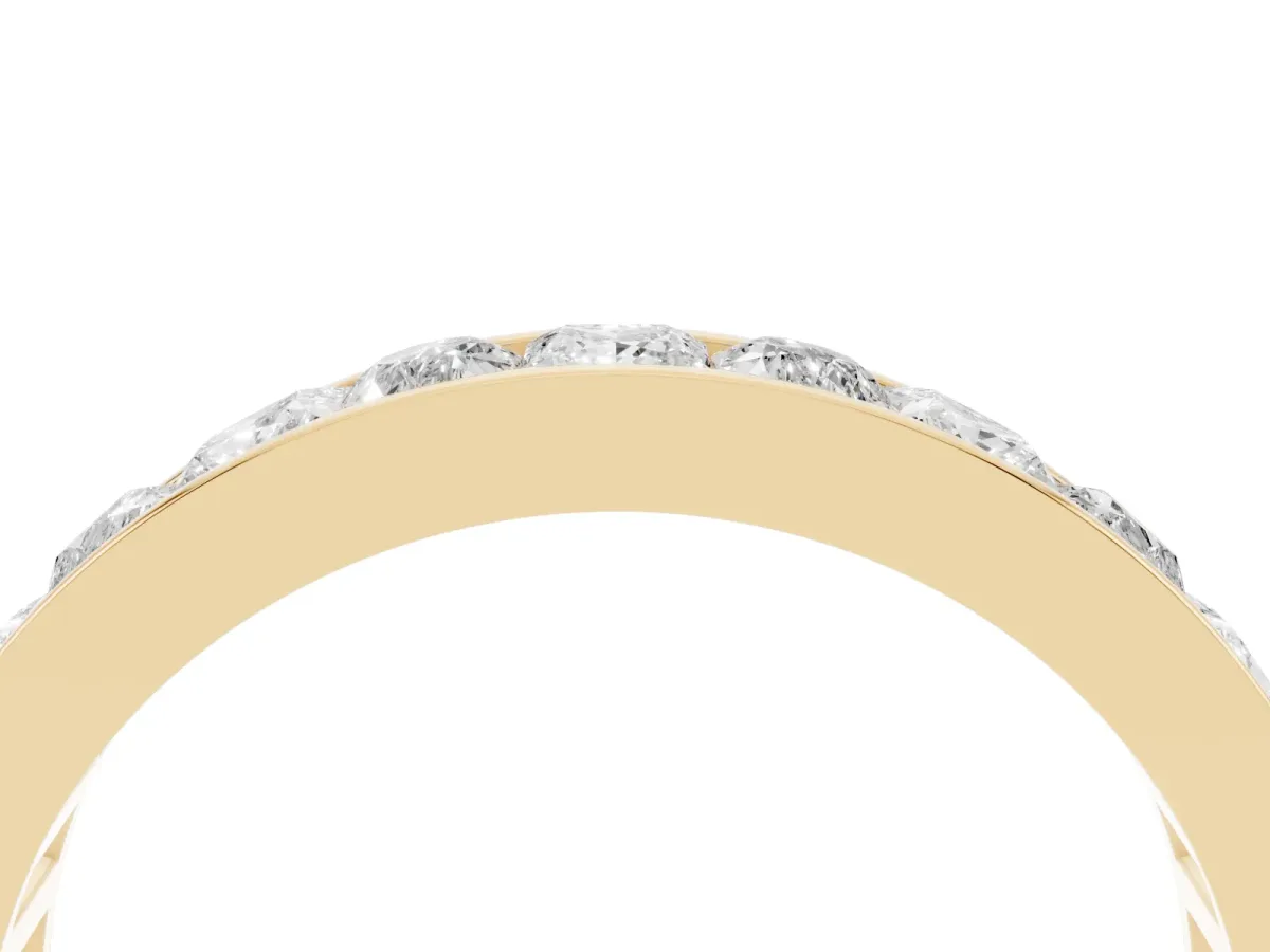 Princess Diamond Channel Set Promise Ring with Round Diamond Accents Yellow gold