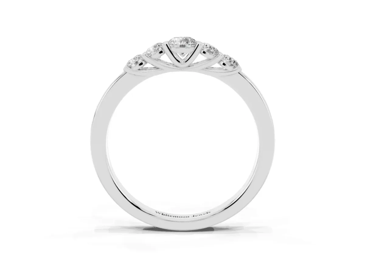 Five-Stone Round Diamond Prong Set Half Eternity Band Silver