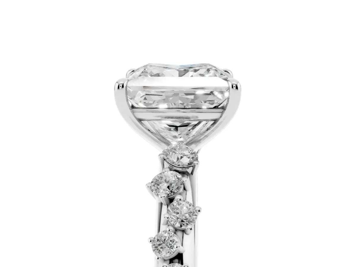 Princess Cut Diamond Cluster Prong-Set Solitaire Ring Silver