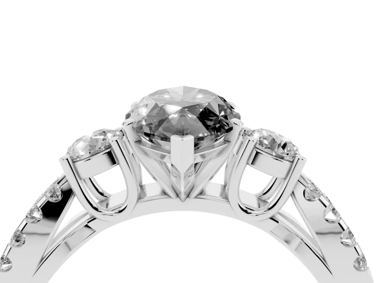 Fancy Black Marquise Cut Diamond Three-Stone Ring with Pavé Split Shank and Four-Prong Setting Platinum