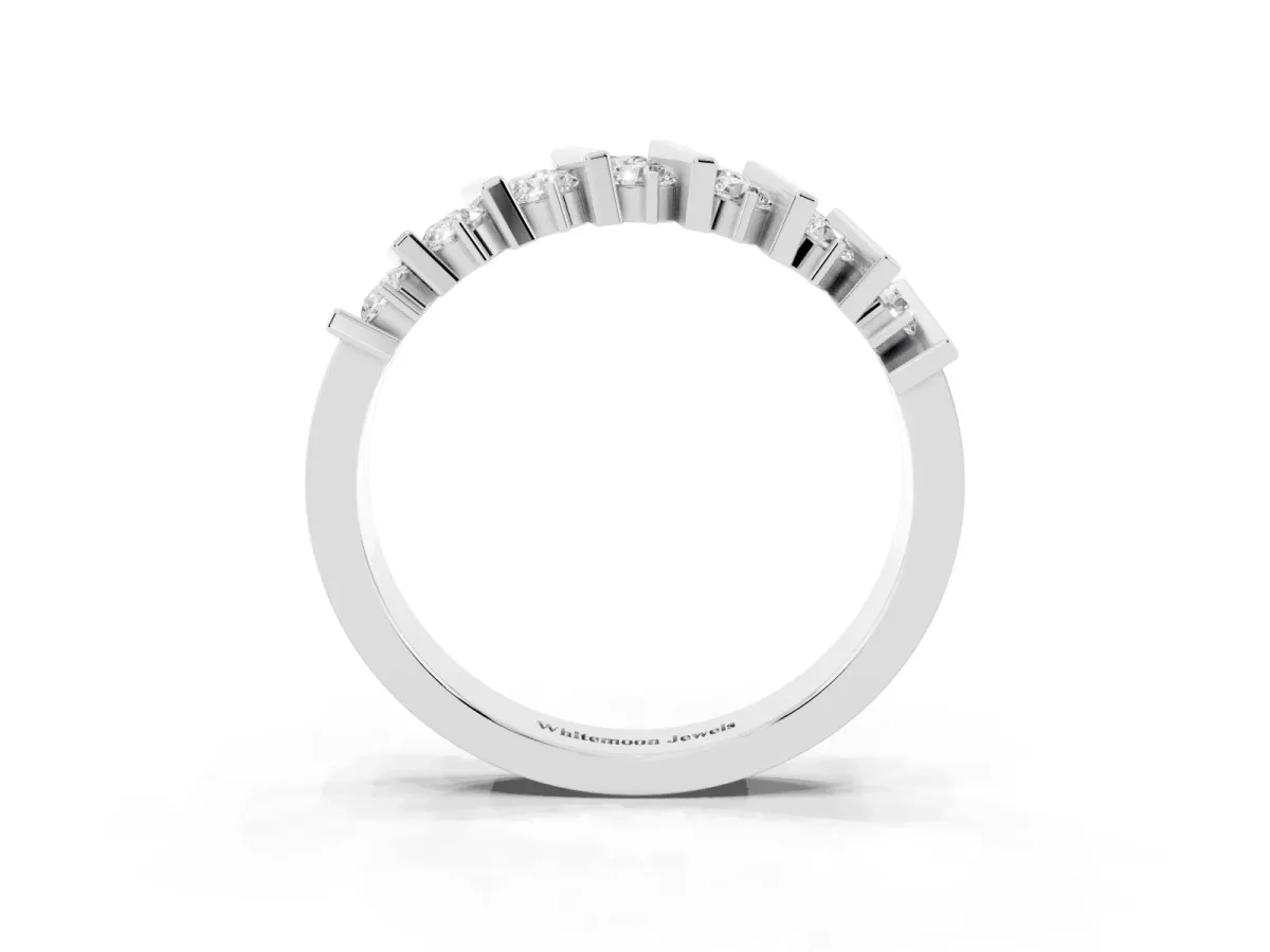 Channel Set Round Diamond Anniversary Band with Vertical Prongs Silver