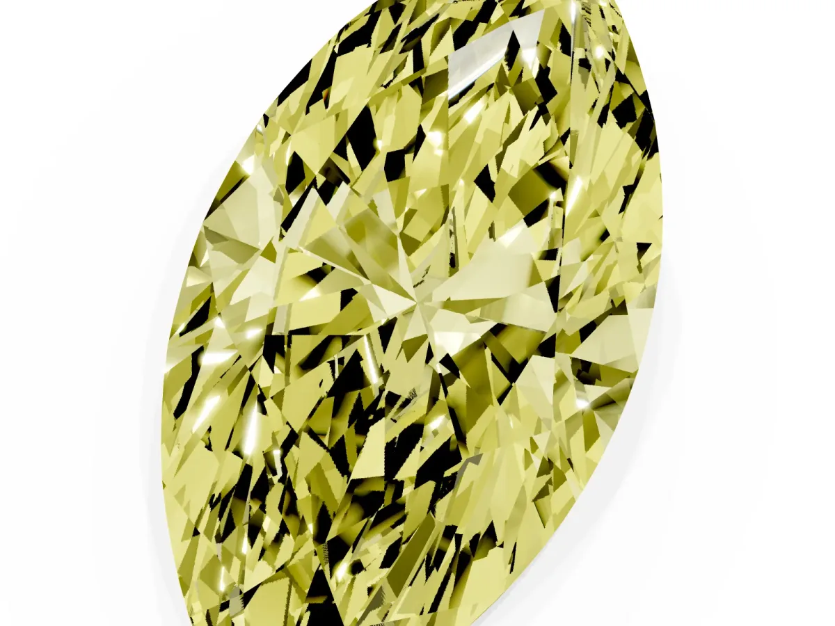 Fancy Yellow Marquise Cut Cut Cathedral Pave Diamond Engagement Ring with Six-Prong Setting Platinum