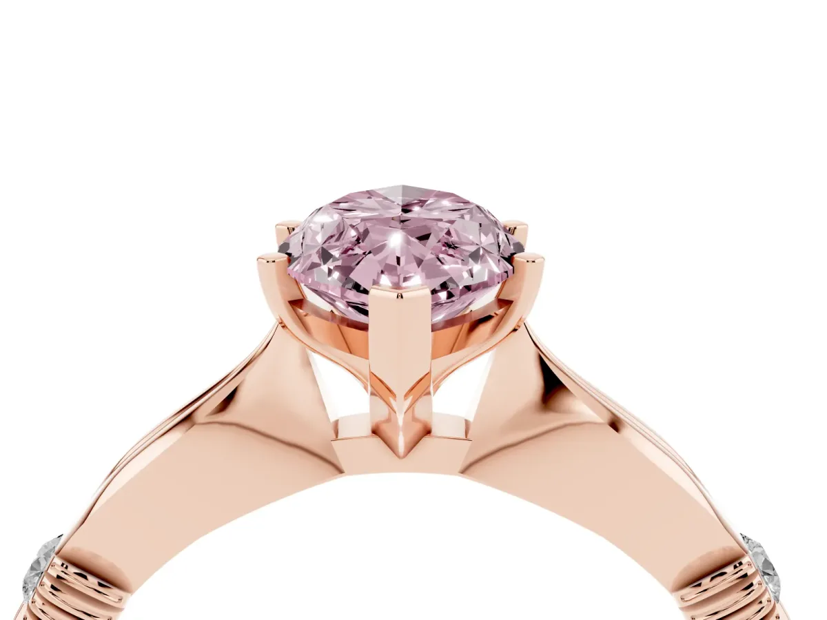 Fancy Pink Marquise Cut Solitaire Diamond Twisted Band with Four-Prong Setting Rose gold