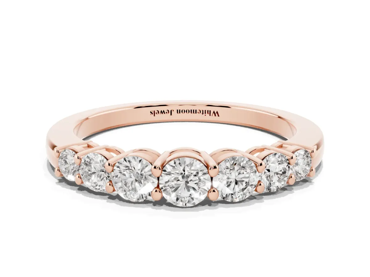 Round Diamond Prong-Set Half-Eternity Band Rose gold