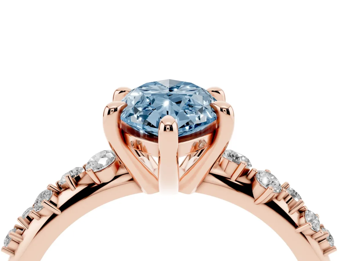 Fancy Blue Marquise Cut Cut Diamond Vine Band with Four-Prong Setting Rose gold
