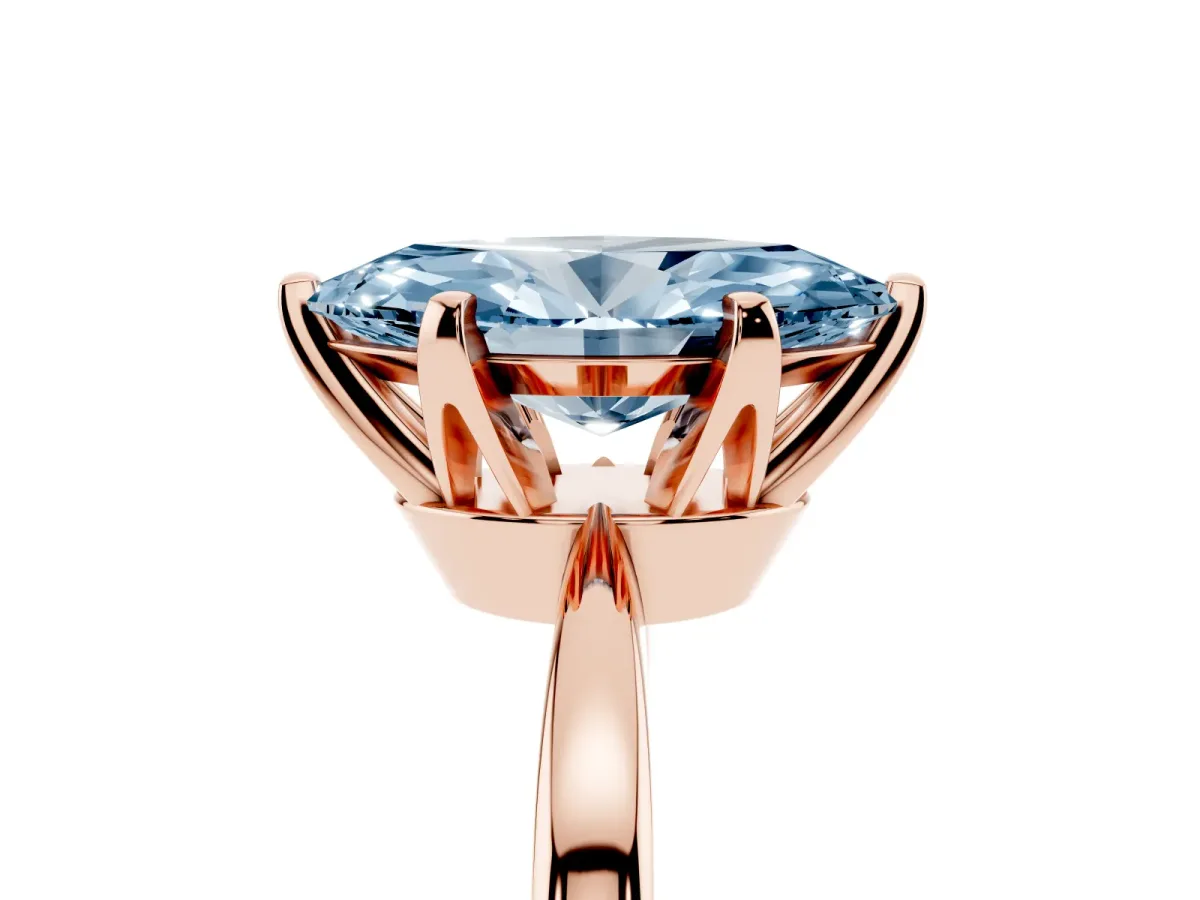 Fancy Blue Marquise Cut Solitaire Engagement Ring with Six-Prong Setting and Tapered Band Rose gold