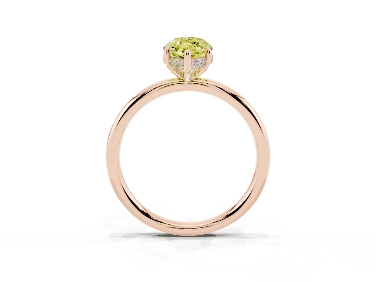 Fancy Yellow Marquise Cut Solitaire Diamond Ring with a Classic Band and Four-Prong Setting Rose gold