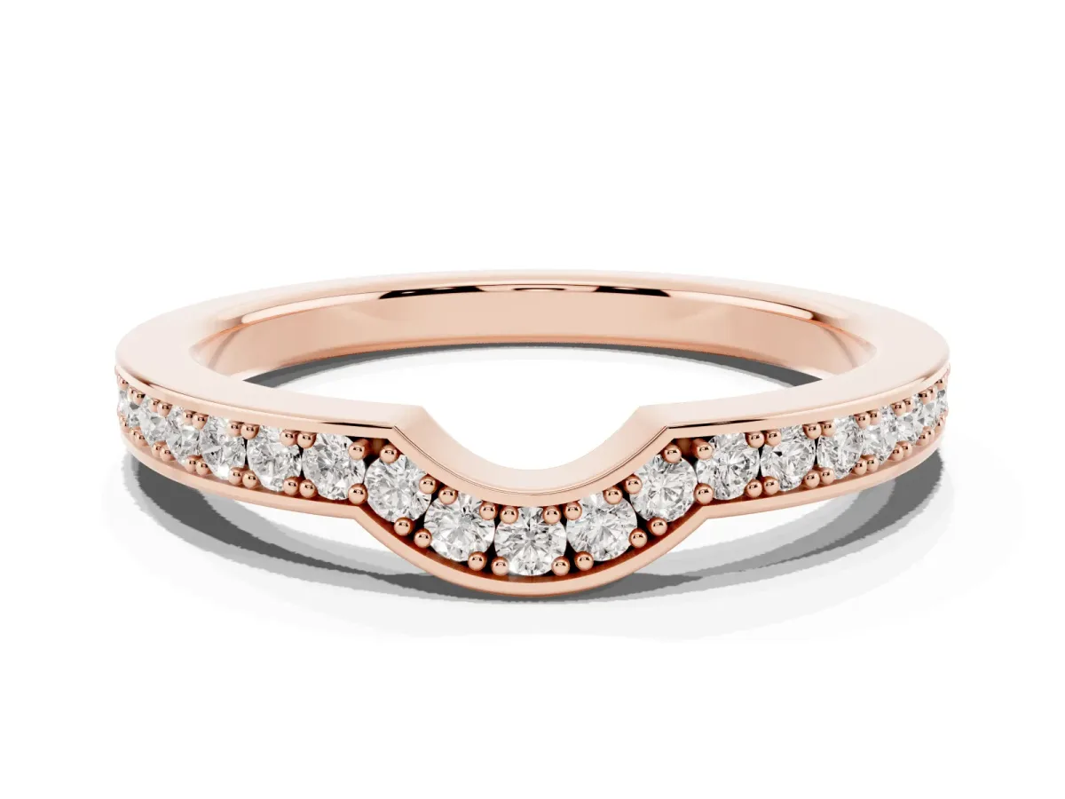 Pavé Round Diamond Contour Band with Channel Setting Rose gold