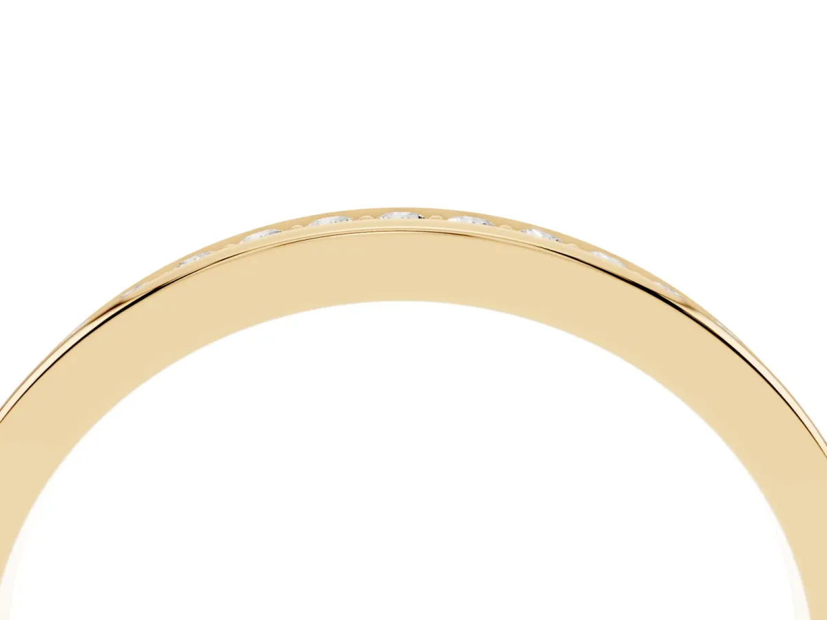 Round Diamond Pavé Set Half-Eternity Band Yellow gold