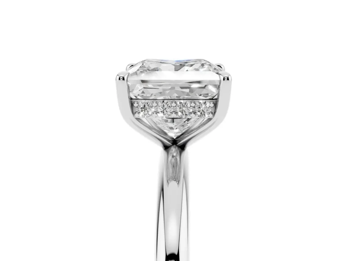 Princess Cut Diamond Solitaire Ring with Thin Band and Four-Prong Setting Silver