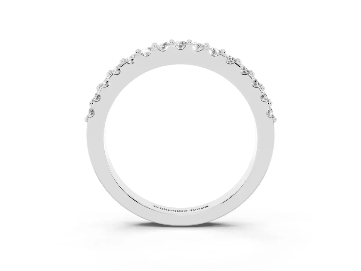 Round Diamond Pavé Set Half Eternity Band Silver