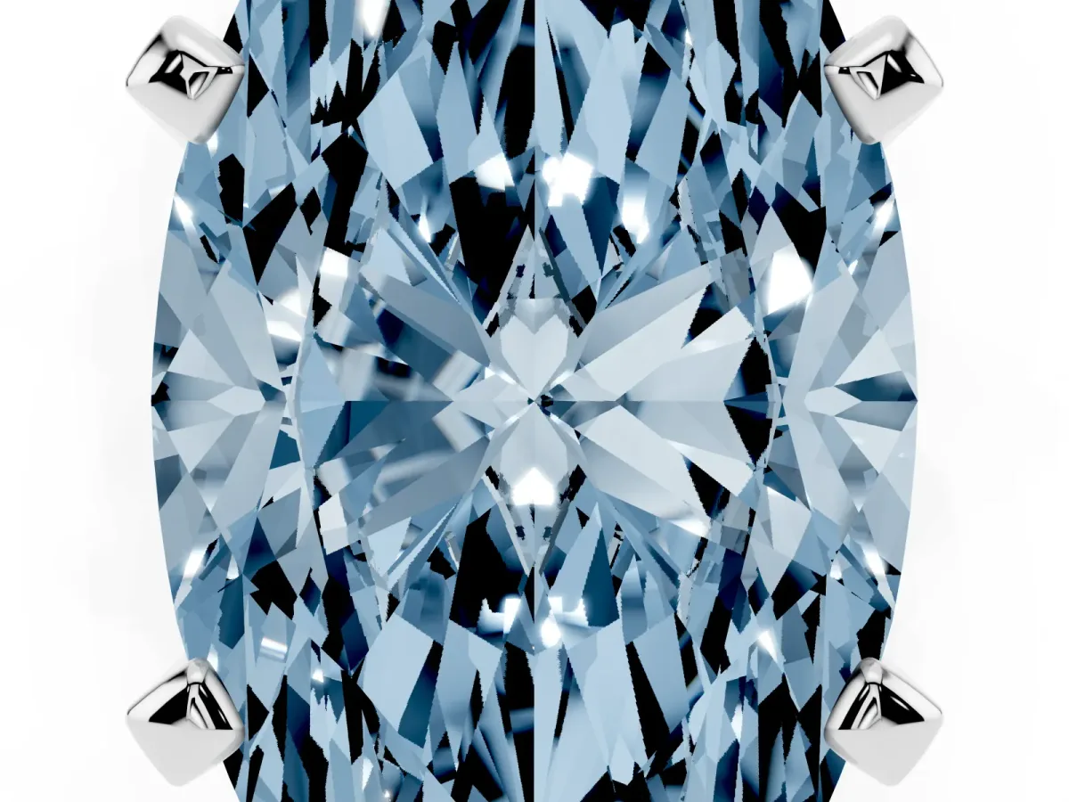Fancy Blue Marquise Cut Diamond Solitaire Ring with Prong Setting and Classic Band Platinum