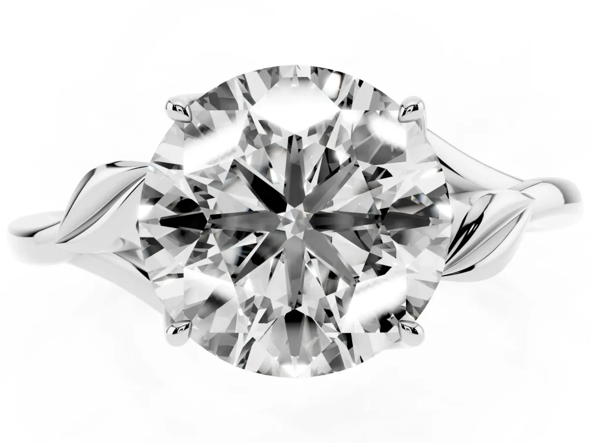 Round Cut Diamond Solitaire Ring with Twist Band and Four-Prong Setting Silver