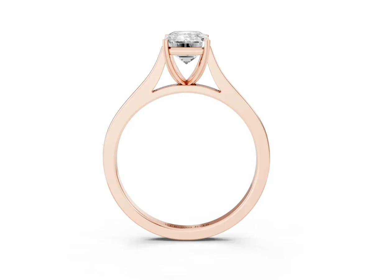 Emerald Cut Solitaire Heart Prong Engagement Ring with Tapered Band Rose gold