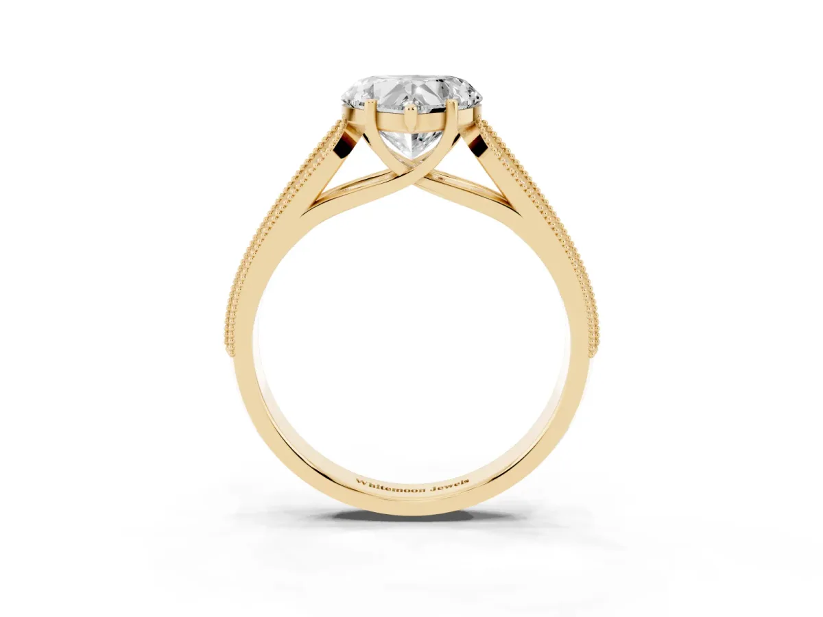 Heart Cut Cut Pave Split Shank Engagement Ring with Four-Prong Setting Yellow gold