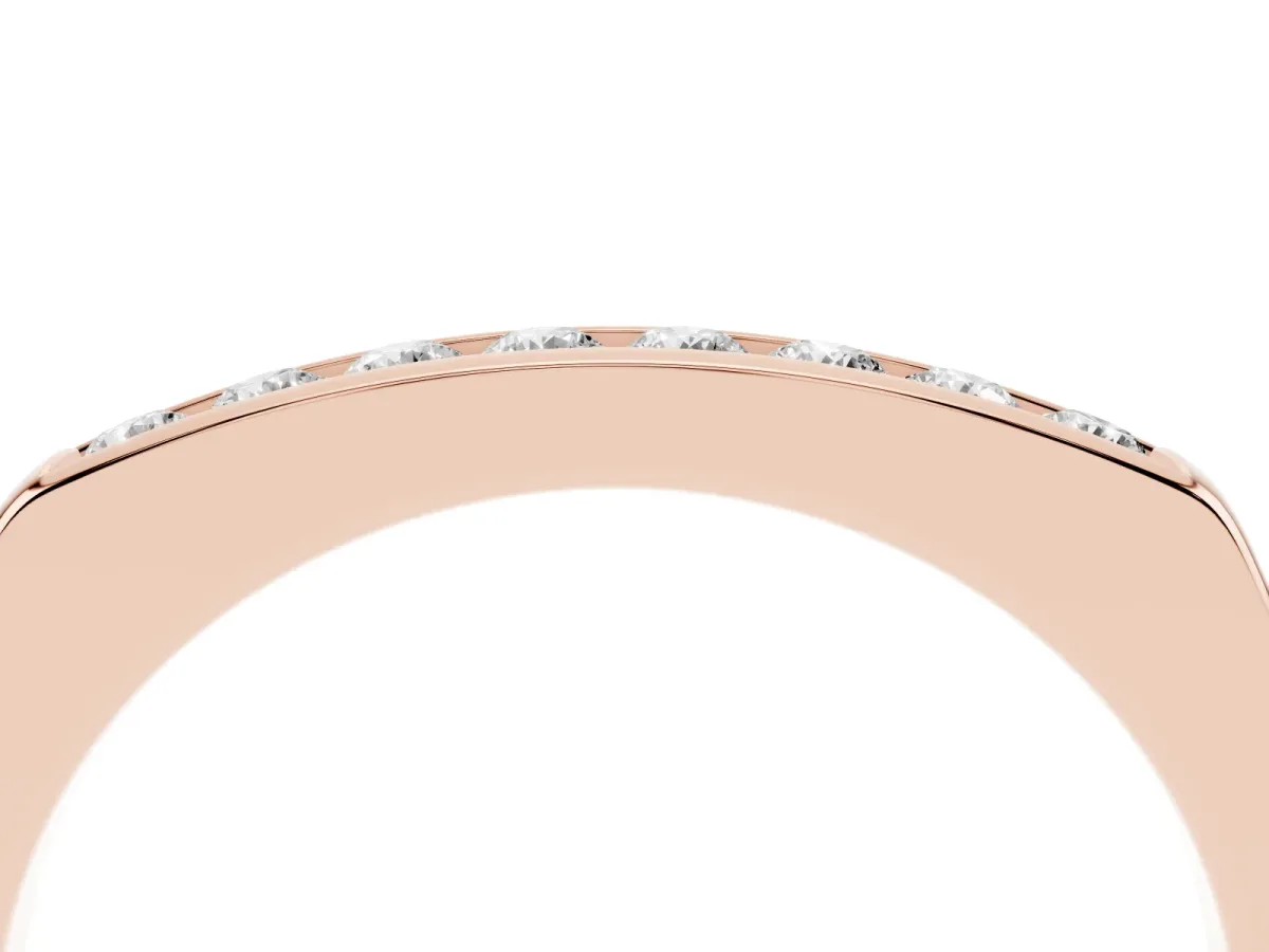 Channel Set Round Diamond Flat Band Rose gold