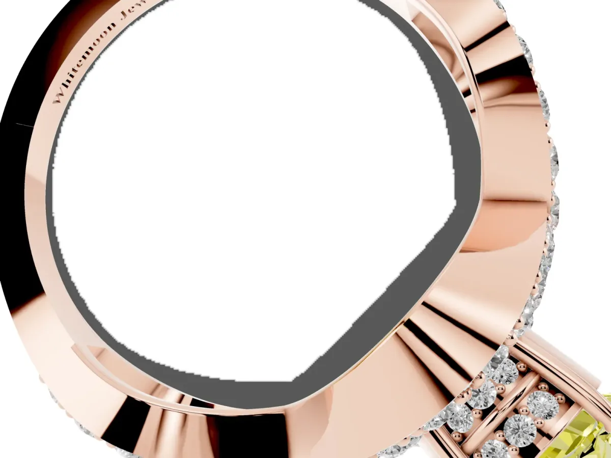 Fancy Yellow Oval Cut Solitaire Twist Band Pavé Diamond Engagement Ring Rose gold