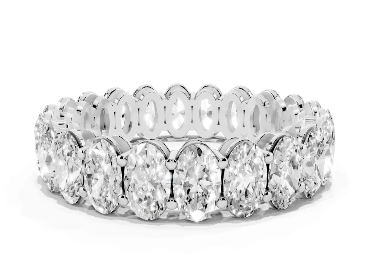 Oval Cut Diamond Eternity Band with Shared Prong Setting Silver