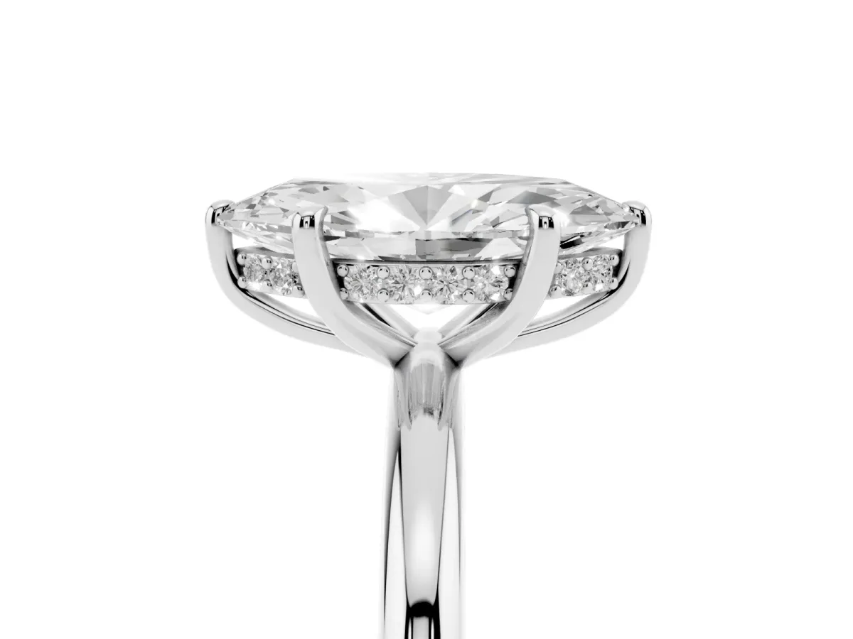 Marquise Cut Diamond Solitaire Ring with Thin Band and Four-Prong Setting Silver