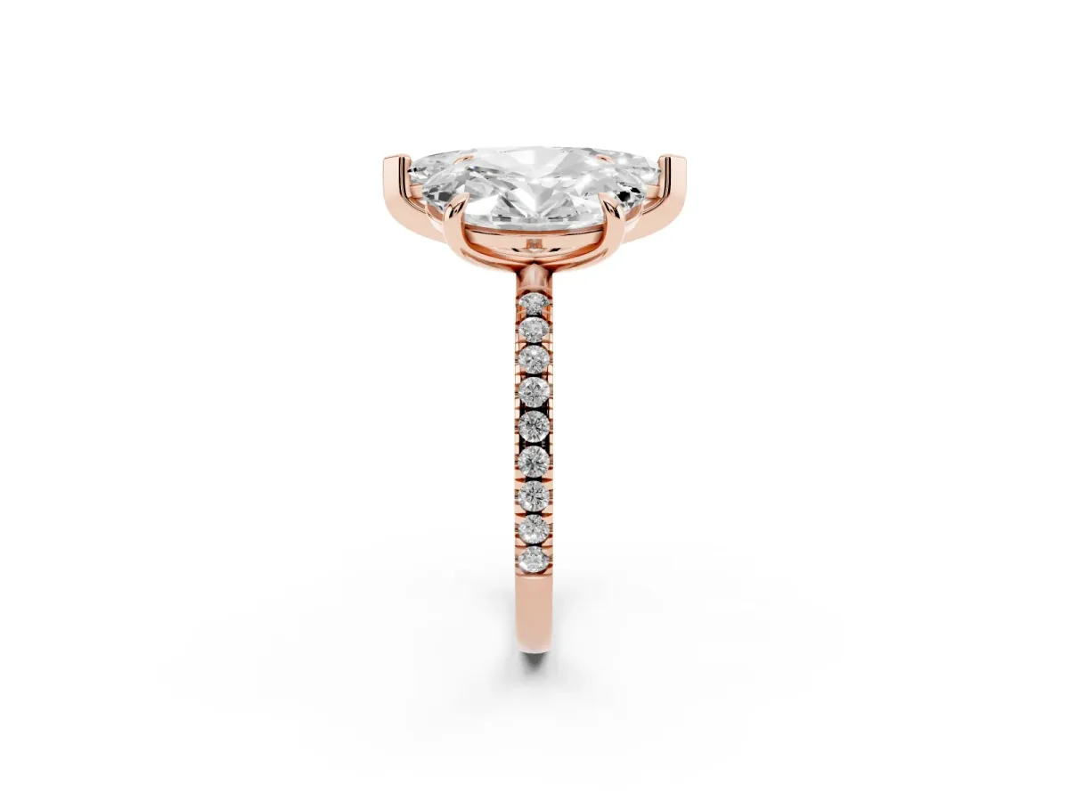 Oval and Marquise Toi Moi Ring with Prong Setting and Pave Band Rose gold