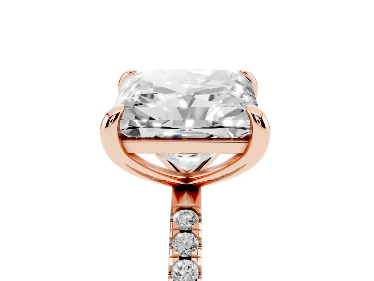 Oval and Princess Toi Moi Ring with Prong Setting and Pave Band Rose gold