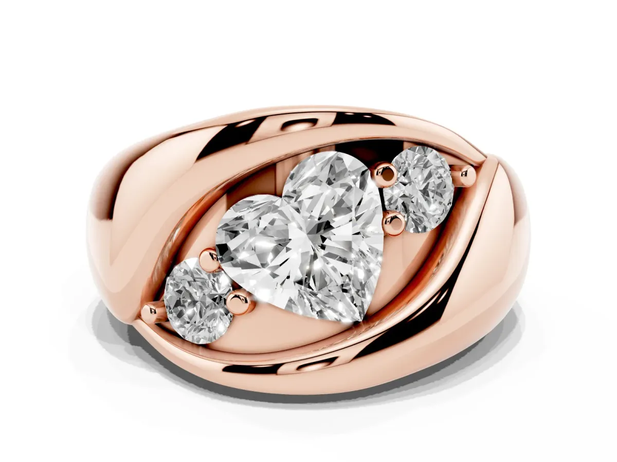 Channel Set Heart Cut Diamond Crossover Band Rose gold