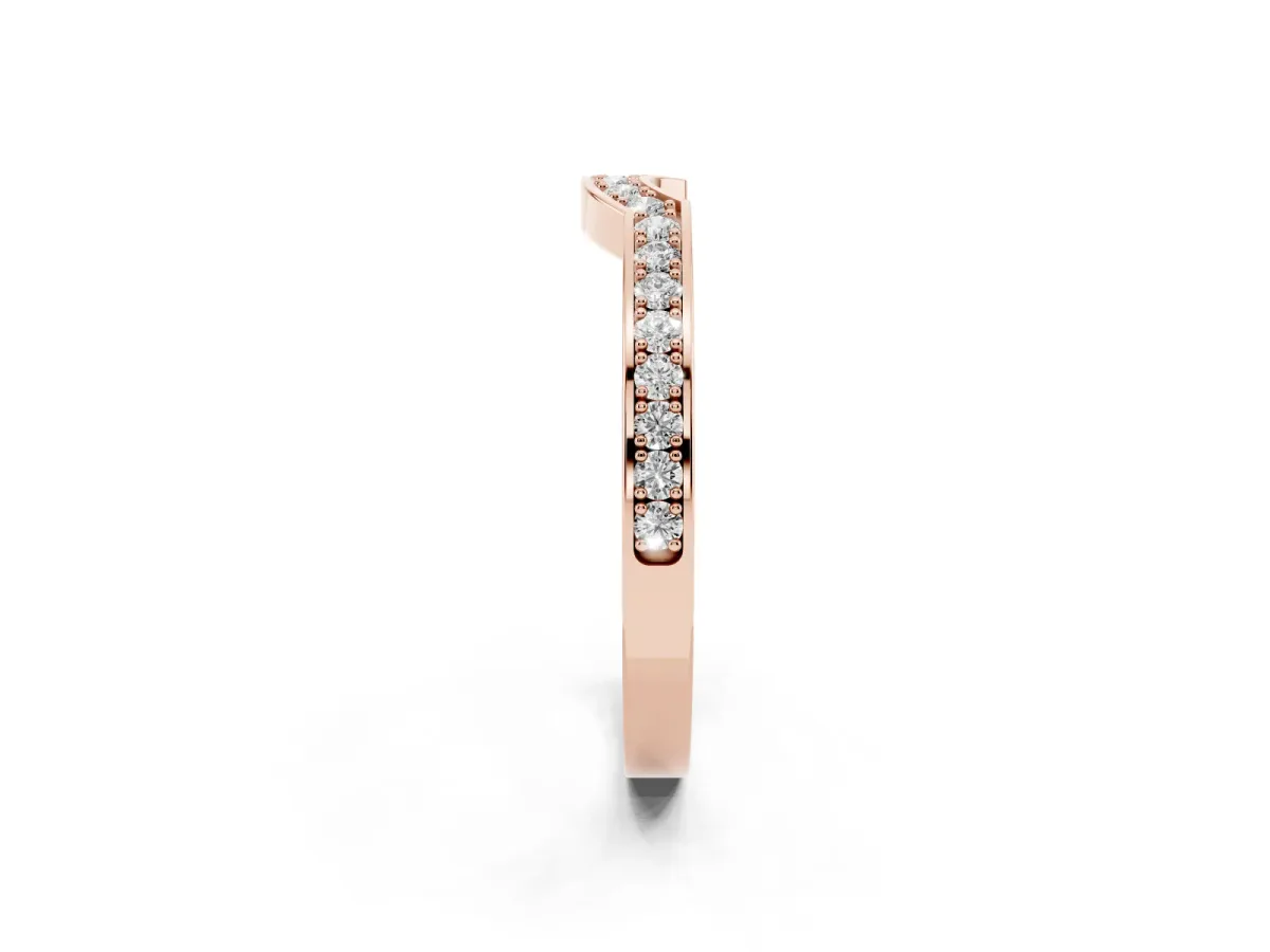 Pavé Round Diamond Contour Band with Channel Setting Rose gold