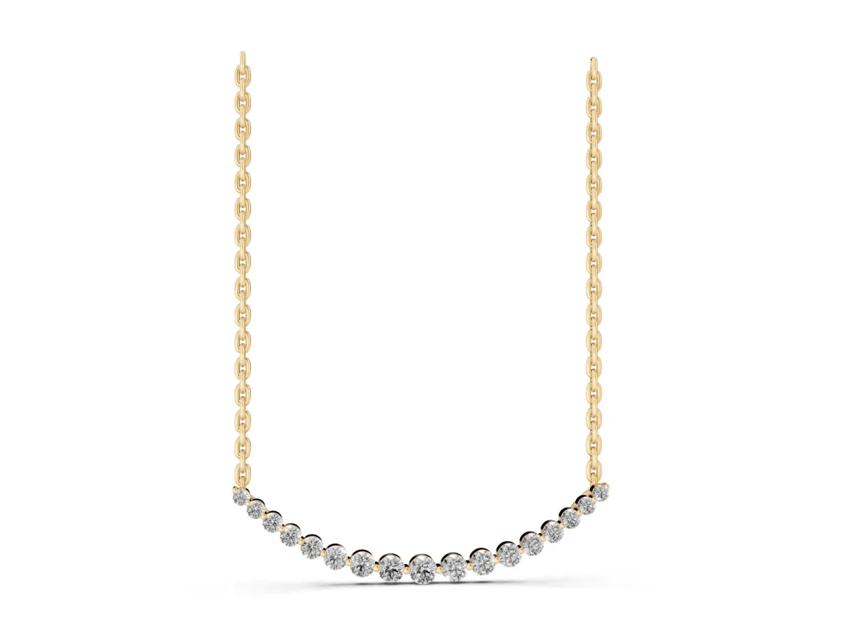 Round Diamond V-Prong Bar Pendant Yellow gold