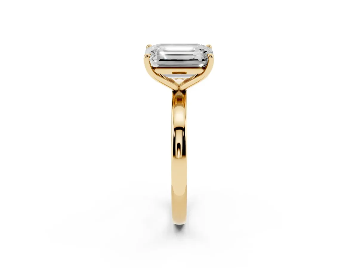 Fancy Green Oval Cut and Emerald Cut Toi Moi Ring with Prong Setting Yellow gold