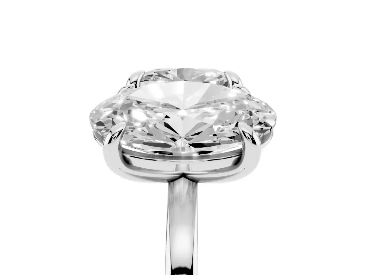 Oval and Cushion Toi Moi Ring with Prong Setting and Plain Band Silver