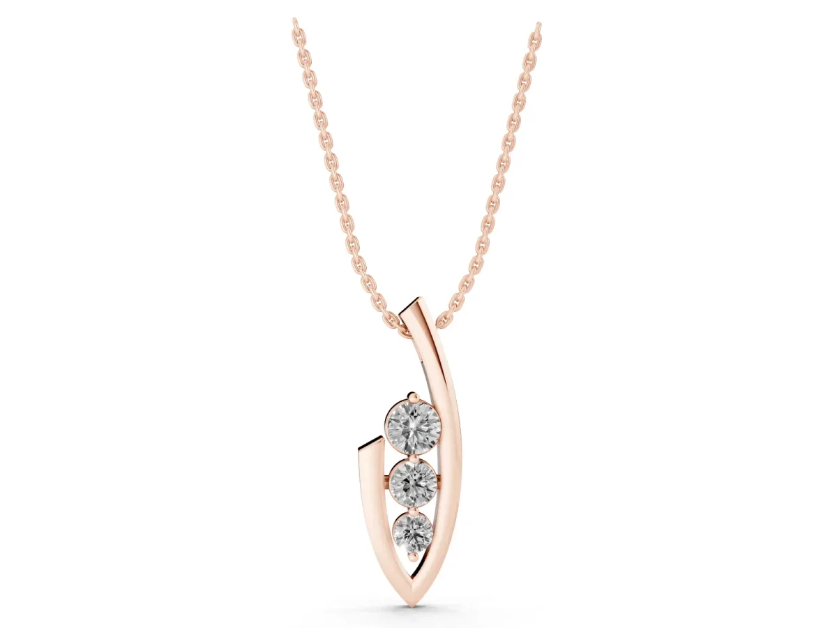 Three-Stone Round Prong-Set Pendant Rose gold