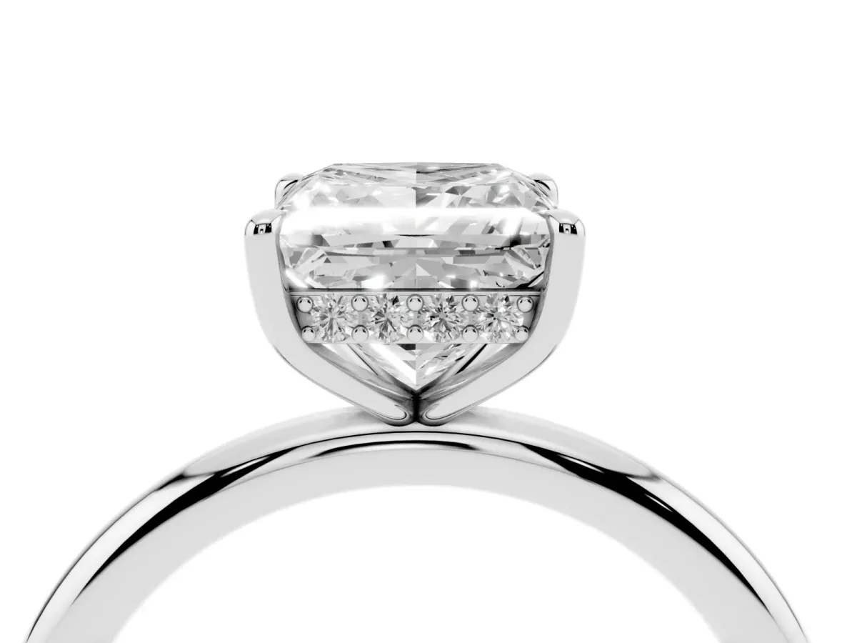 Princess Cut Diamond Solitaire Ring with Thin Band and Four-Prong Setting Silver