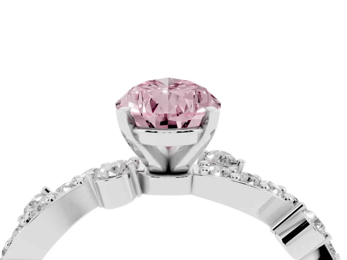 Fancy Pink Pear Cut Cut Solitaire Diamond Twisted Band with Pave Setting Platinum